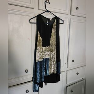 Wilfred Black Sleeveless Sequin Silk Top Large